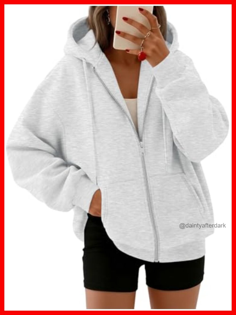 Oversized Zip Up Hoodie Fleece Sweatshirt with Pockets